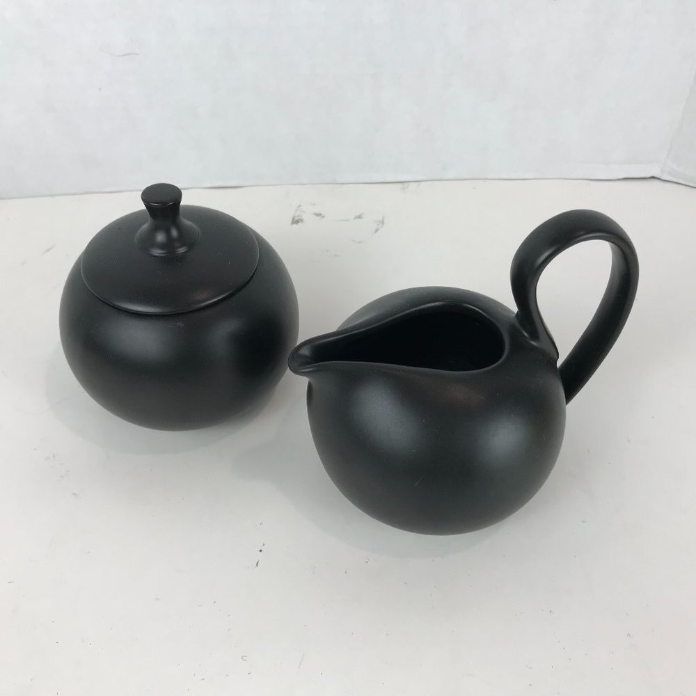 Brown ceramic Chantal Cream and Sugar Set